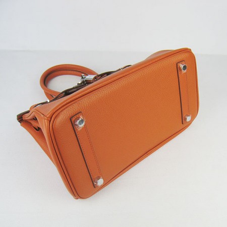 Hermes Birkin 30Cm Togo Leather Handbags Orange Silver